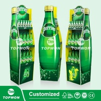 Présentoirs de Sol en Carton Ondulé Sur Mesure pour Boissons Énergisantes, Supports de Présentation de Bouteilles en Carton pour Supermarché et Commerce de Détail