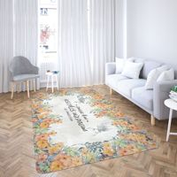 Niedrigfloriger Samtteppich im Landhausstil & Minimalistisches Muster Anpassbare Bodenmatten für Wohnzimmer Rutschfest Maschinenwaschbar