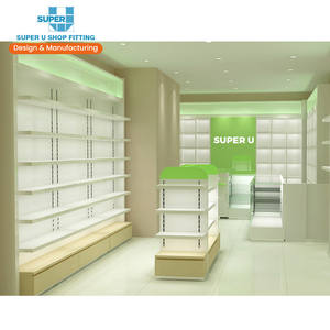 מותאם אישית הקמעונאי רפואי ריהוט חנות פנים דקור טבעי בריאות חנות תצוגת קבינט עיצוב זכוכית מרקחת חנות עיצוב - Product Image 1