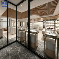 Conception d'intérieur personnalisée pour magasin d'optique, étagère murale LED pour l'affichage des lunettes, mobilier de magasin d'optique, comptoir îlot pour lunettes