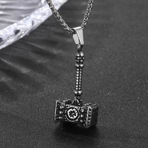 Pendentif Marteau de Thor en Acier Inoxydable, Collier Rétro Hip Hop Rock pour Homme, Bijou Cadeau - Product Image 2
