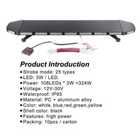 Nouvelle barre lumineuse de sécurité clignotante 108 LED 324W, lampe d'urgence ambre, gyrophare de toit de camion, avertissement double face pour véhicules