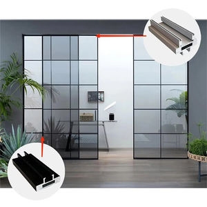 40 puertas correderas partición Interior Roon Slim aluminio Vertical puerta marco cerradura colgante puerta corredera ruedas perfil - Product Image 6