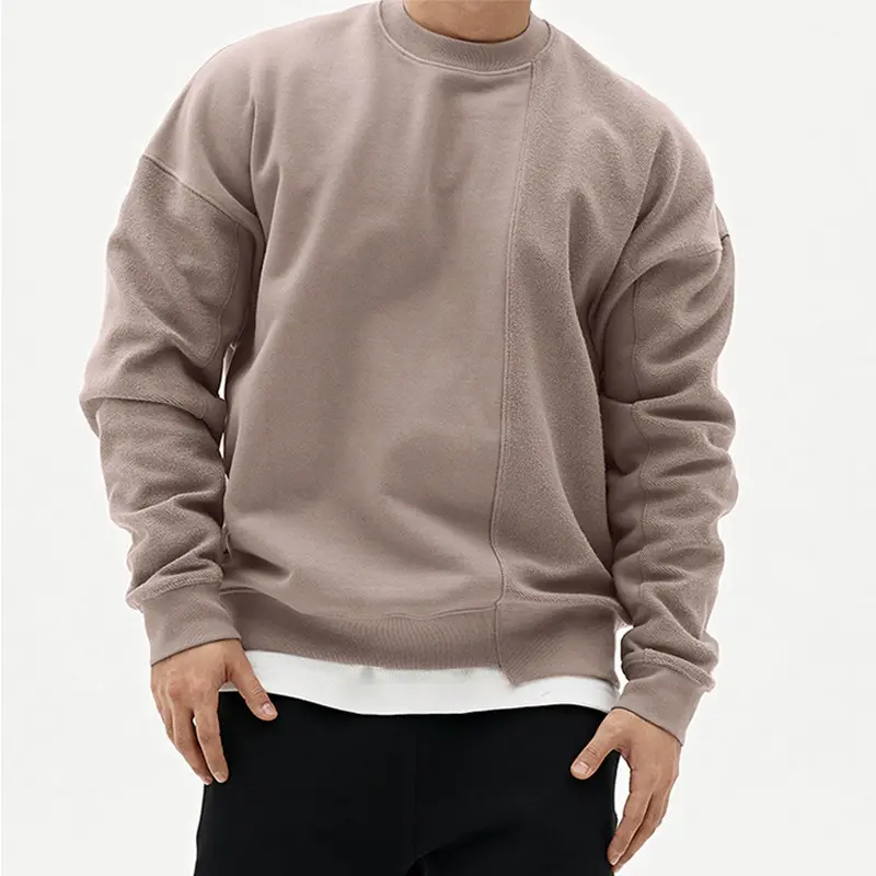 New Pattern Solid Color Round Neck Sweatshirts Long Sleeve Casual Men's Sweatshirts Loose Street Wear Top Plus Size Hoodies