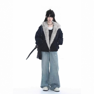 Nouvel an 2026 Y2K mode femmes <span class=keywords><strong>veste</strong></span> à capuche-col en fourrure manteau en <span class=keywords><strong>peluche</strong></span>, rétro Streetwear coupe ample, Style vêtements d'extérieur chauds - Product Image 2