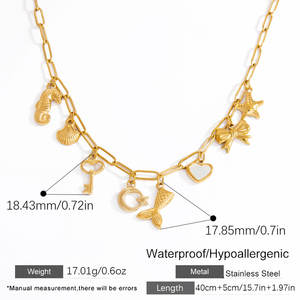 Collar con colgante personalizado de acero inoxidable 316L, chapado en oro PVD de 14K/18K, joyería fina de moda, collares náuticos para mujer - Product Image 6