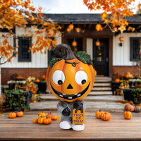 Statues en résine - Sculpture de citrouille d'Halloween de 20,87 pouces, décoration de porte de maison hantée en forme de citrouille