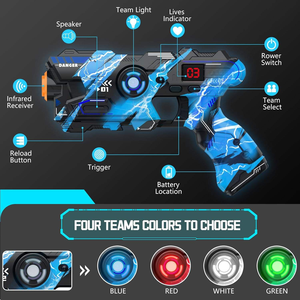 Set pistol label Laser 2 anak, dengan tampilan skor LED Digital rompi multifungsi, mainan dalam dan luar ruangan menyenangkan untuk anak-anak - Product Image 2