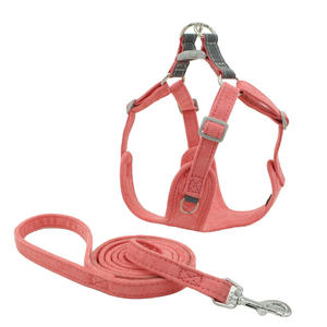 Kingtale hewan peliharaan kecil kucing anjing Bling berlian imitasi <span class=keywords><strong>Harness</strong></span> dan Set tali busur anak perempuan Ultra lembut kulit Suede disesuaikan tidak ada tarik - Product Image 4