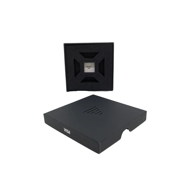 Custom Smart Ring Packaging Foam Insert Lid and Base Cardboard Gift Boxes with Embossing Matt Lamination Consumer Electronics