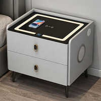 Petite table de chevet avec serrure intelligente à empreintes digitales, style moderne, en bois massif, avec tiroir