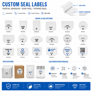 Etichette Adesive Parziali Personalizzate Facili da Staccare, <span class=keywords><strong>Adesivi</strong></span> Antimanomissione per Scatole e Buste OEM - Product Image 5