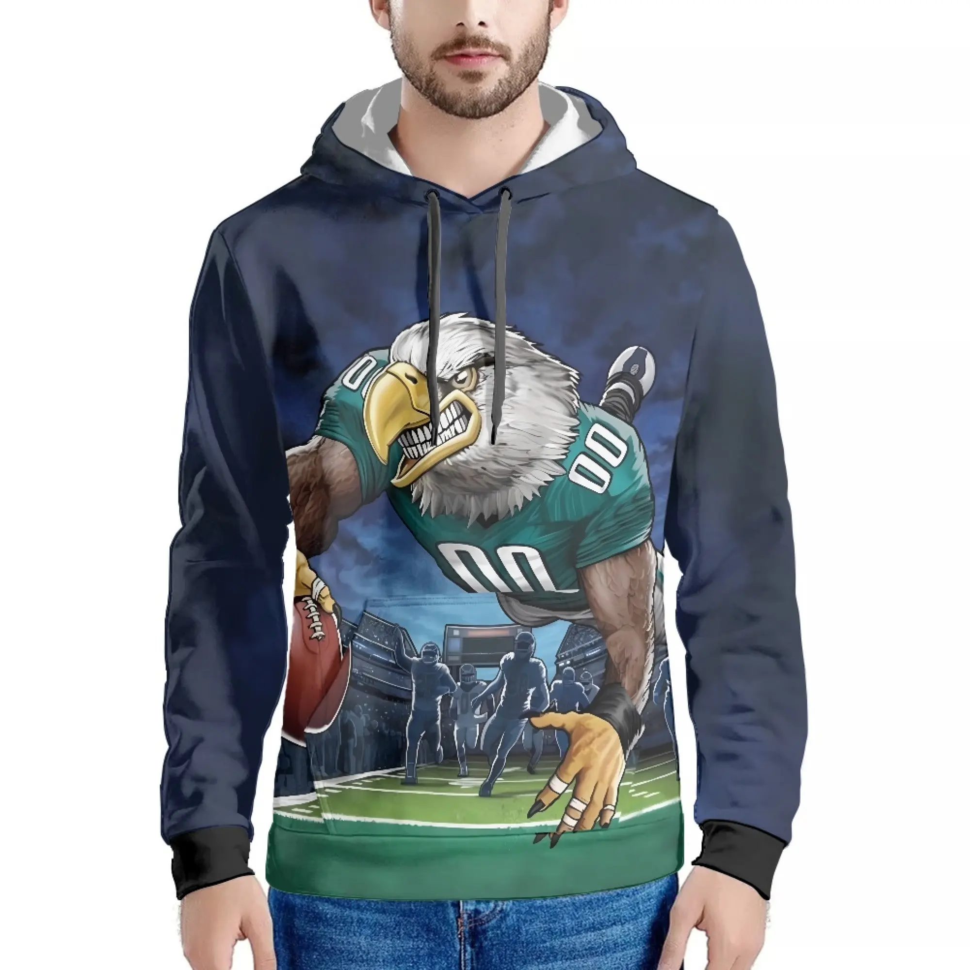 Sports Player Sublimated College Sweatshirt American Football Team Club Sweatshirt Full Printing Pullover Hoodies