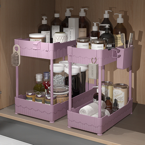 Tủ phòng tắm nhà bếp dưới bồn rửa tổ chức trượt Tủ giỏ tổ chức ngăn kéo <span class=keywords><strong>2</strong></span> tầng trượt ra khỏi bồn rửa kệ - Product Image 4