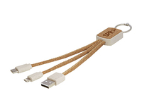 FOCUS Ecológico 3-en-1 Cable Cargador Biodegradable Bambú Promocional Gadget BSCI Certificado de Fábrica Regalo de Negocios