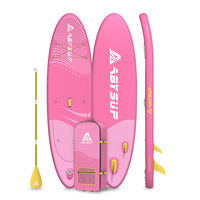Planche de SUP gonflable rose antidérapante, certifiée CE TUV, écologique, portable et stable, système à 3 ailerons