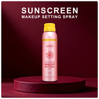 Spray fixateur de maquillage écran solaire SPF 30 avec logo personnalisé, léger, UVA UVB, résistant à l'eau, brume solaire pour le visage et le corps, spray fixateur de maquillage