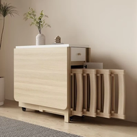 Ensemble de table à manger pliable en bois de style crème avec chaises, mobile, multifonctionnel, pour usage domestique