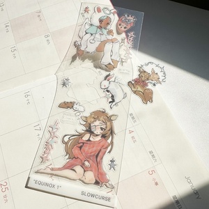 <span class=keywords><strong>A4</strong></span> A5 A6 impressão impermeável transparente personalizado etiqueta clara beijo corte desenhos animados etiqueta folha - Product Image 5