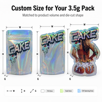 Sacs découpés à l'emporte-pièce personnalisés de 3.5g avec sacs en Mylar de résistance aux enfants pour paquet Cali en forme de fleur de 3.5 grammes prêt à expédier