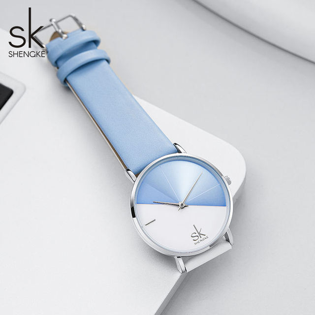 Shengke K0095L Ladies Quartz Watches Fashion Leather/Mesh Steel Band Alloy Case Water Resistant Business Simple Ultra Thin Watch