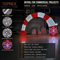 Arche lumineuse interactive 3D LED extérieure en forme de chapeau de Père Noël et de bonbons pour la rue commerciale, projet d'éclairage festif saisonnier et emblématique de Noël