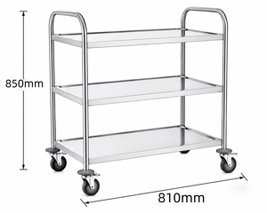 Stainless Steel Utility Cart 3 Tier Rolling <b>Storage</b> <b>Trolley</b> With Casters For Commercial <b>Kitchen</b> Use - Product Image 3