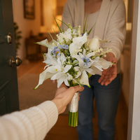 Bouquet de mariée en PU effet naturel, lys Calla bleus, fleurs sauvages, bouquet de mariage minimaliste, fleurs artificielles pour séance photo, décoration