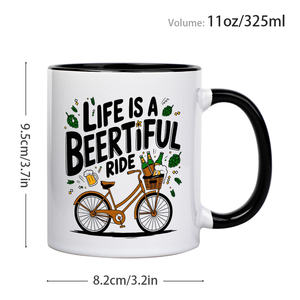 Tasse à café en céramique de qualité 3a de 11 <span class=keywords><strong>oz</strong></span>, motif humoristique de marque Diytree "La vie est un beau <span class=keywords><strong>voyage</strong></span>" pour anniversaire de bureau à la maison - Product Image 3