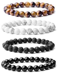 Bracelet naturel perlé de verre coloré, protection EMF, fournisseur d'or, choix de pierres personnalisées - Product Image 2