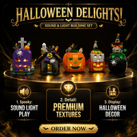 Ensemble de blocs de construction en plastique pour Halloween avec sons et lumières, 899 pièces, maison citrouille convertible, cercueil fantôme, mini briques pendentifs
