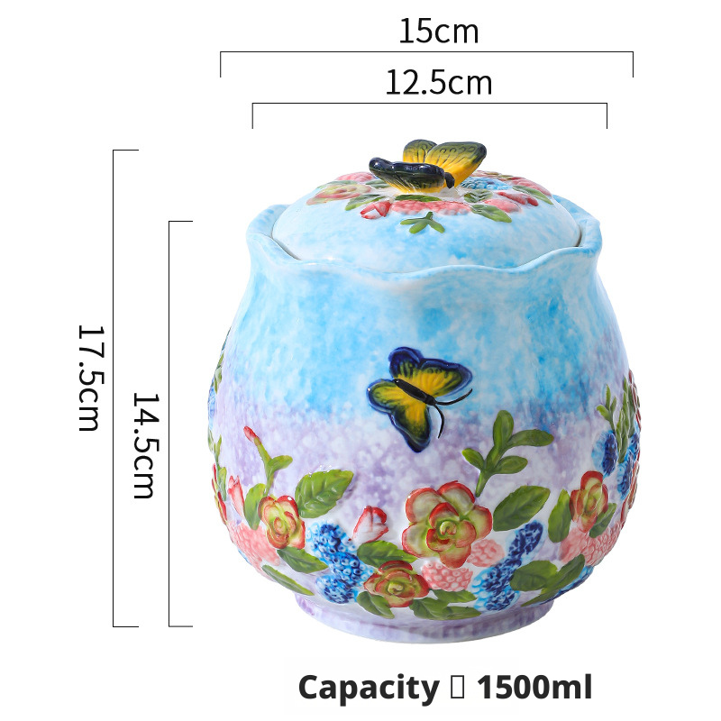 blue Butterfly flower-medium sealed jar