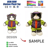 Peluche chat mignonne personnalisable, animal en peluche chat avec vêtements, peluches kawaii, cadeaux d'anniversaire et de fêtes, vente en gros OEM ODM