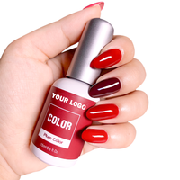 Vernis à ongles en gel rouge série 15ml 1Kg, sans HEMA/TPO, coloré, non toxique, pour nail art UV LED, OEM ODM Marque Privée