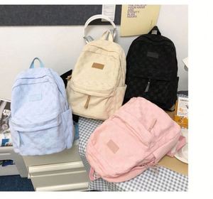 Trendy Casual Plaid <b>Backpack</b> for High School Teenage Girls Fashionable School Bag Nylon Lining Zipper Closure Anti-Theft Feature - Product Image 3