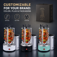 Gril BBQ Électrique Coréen Sans Fumée, Machine à Kebab Rotative Automatique d'Intérieur, Four Vertical à Brochettes pour Fêtes, en Métal