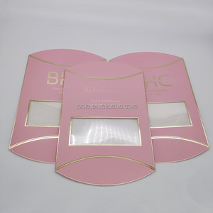 Popolare scatola di cuscini rosa dell'anno con finestra in PVC che timbra la confezione generale in oro per la frangia della parrucca dei capelli umani - Product Image 4