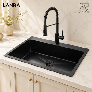 Fregadero de Cocina de Acero Inoxidable SUS304 Hecho a Mano de 33x22x9 Pulgadas, Diseño Moderno de un Solo Orificio con Superficie Cepillada, Sin Desagüe - Product Image 1