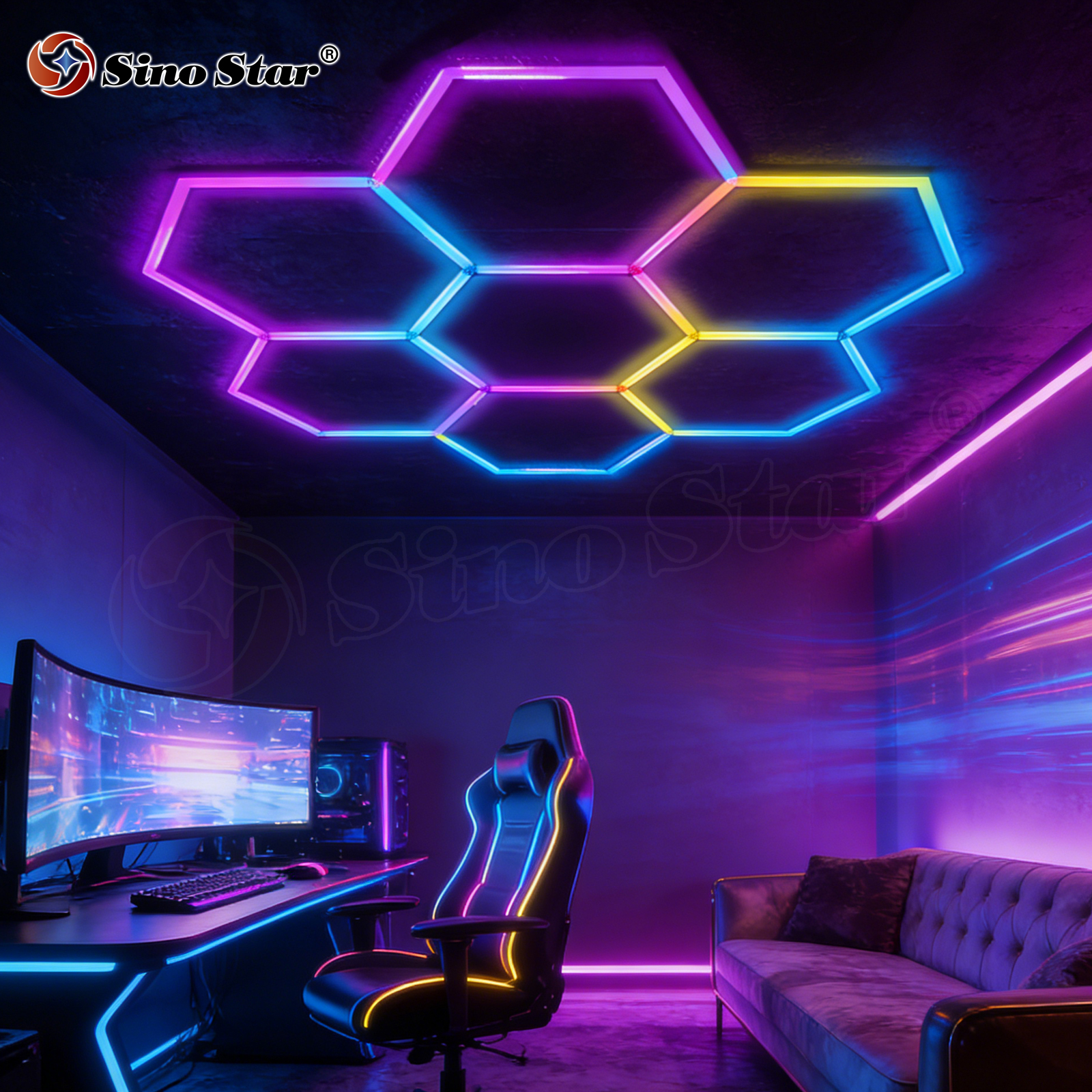 Music Sync RGB LED Light Sound Activated Atmosphere Lamp for Auto Repair Shop Gym Gaming Room KTV Bar Home Decor