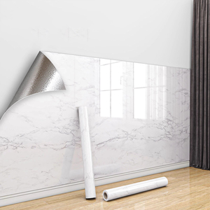 Vente en gros 3D <span class=keywords><strong>marbre</strong></span> PVC autocollant <span class=keywords><strong>blanc</strong></span> gris <span class=keywords><strong>papier</strong></span> <span class=keywords><strong>peint</strong></span> peler et coller brillant <span class=keywords><strong>marbre</strong></span> auto-adhésif amovible pour comptoir de cuisine - Product Image 1