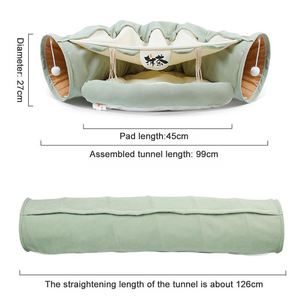 C052 Vente directe usine Tunnel-lit pour chat en fibres de polyester écologiques, jouet interactif, pliable, lavable, robuste - Product Image 3