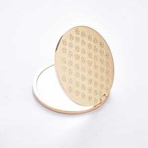 Premium Gold Engrave Four-Leaf Clover Pattern Metal Folding Handy Handheld <b>Compact</b> <b>Mirror</b> - Product Image 5