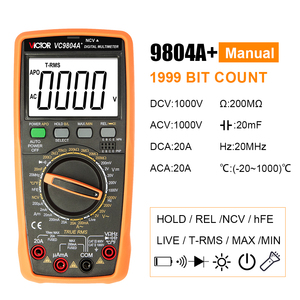 VICTOR-condensador VC9804A + 20mF, frecuencia de 20MHz con función de temperatura, multímetro digital verdadero <span class=keywords><strong>RMS</strong></span> - Product Image 2