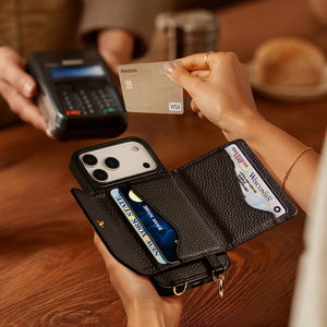 Étui portefeuille magnétique détachable 2-en-1 en cuir pleine fleur <span class=keywords><strong>avec</strong></span> bandoulière réglable pour <span class=keywords><strong>iPhone</strong></span> 17 18 Pro, logo personnalisé - Product Image 3