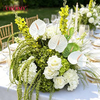 Witte Kunstbloemen Tafeldecoratie Rozen Delphinium Groen voor Tuin Bruiloft Receptie Decoratie Groothandel