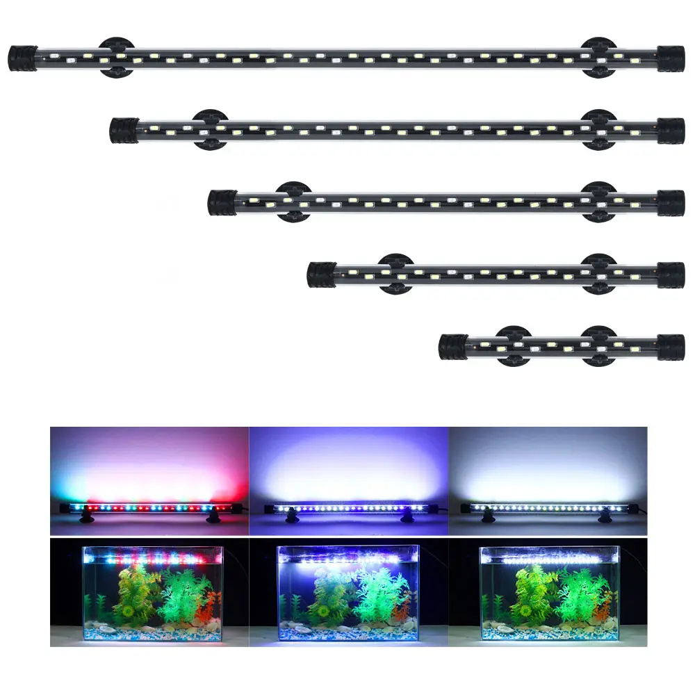 90-260V akvaryum ışığı LED su geçirmez balık tankları aksesuarları sualtı dekor aydınlatma dalgıç lamba bitki büyümek lamba 18-58 CM