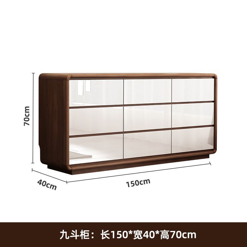 Walnut-clad nine-drawer chest (150*40*70)