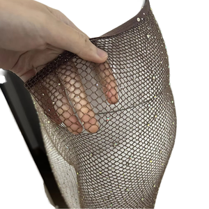 Medias Fishnet Con Strass Y Diamantes - Negro, Tamaño único, Tiro Alto, Para Fiestas Y Rave
