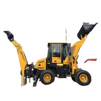 Tracteur avec Chargeur Frontal, Rétrocaveuse et Tarière, Petit Tracteur Chargeur Diesel avec Rétrocaveuse