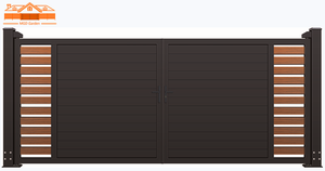 Portes de villa de sécurité personnalisées <span class=keywords><strong>en</strong></span> usine solide Porte battante automatique de conception de grain de <span class=keywords><strong>bois</strong></span> de jardin <span class=keywords><strong>en</strong></span> aluminium - Product Image 3